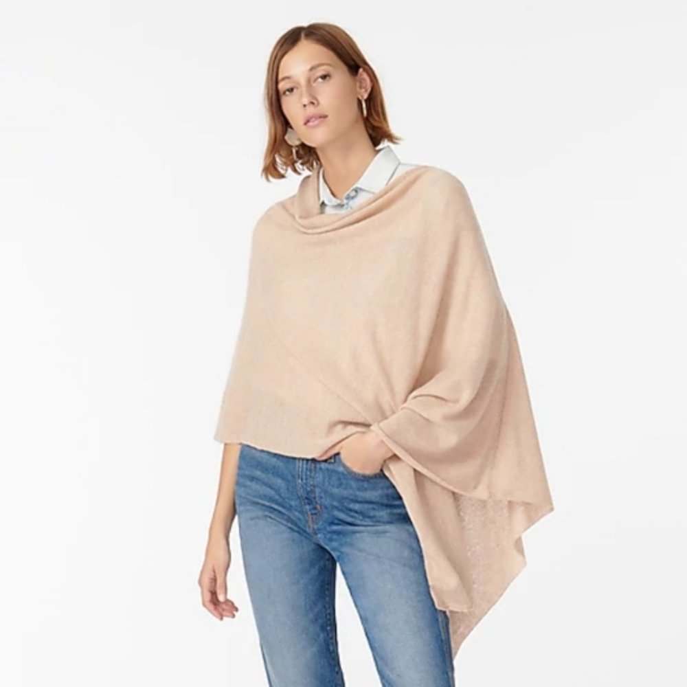 J Crew Cashmere Blend Poncho, One Size camel color